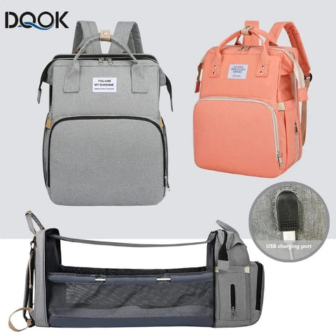 WOW GOODS !! Baby & Child Folding Mommy Bag Lightweight Portable Folding Crib Bed Large-capacity Baby Backpack Female Mommy Outting Bag Mummy Bag