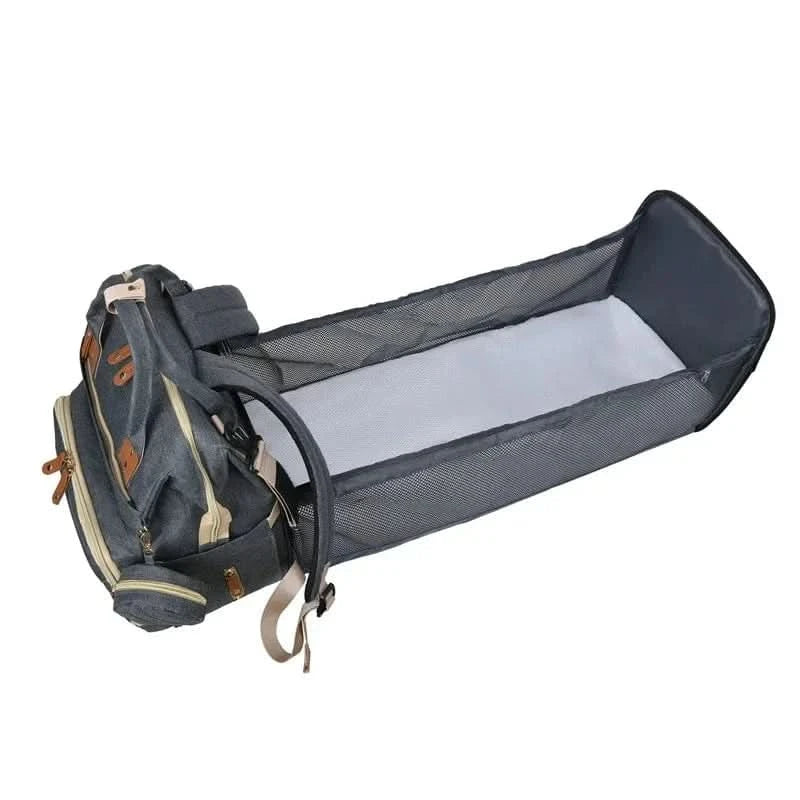 WOW GOODS !! Foldable Bed Diaper Bag Mommy Bag Large Capacity Pacifier Baby Backpack with Insulated Bottle Bag Baby Stroller Hanging Bag