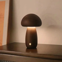 WOW GOODS !! Walnut-A / 3COLOR -Dimmable / CHINA Adorable, Warm, and Cozy Wooden Mushroom LED Night Light for Bedroom and Children's Room Lovely Bedside Table Lamp with Touch Sw