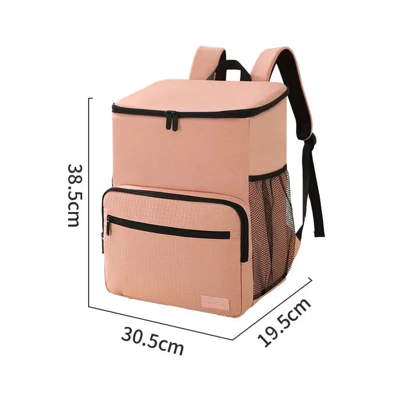 1pc Insulated Backpack Cooler Large Capacity Oxford Cloth Backpack Outdoor Travel Beer Bag Waterproof PEVA Lined Ice Bag