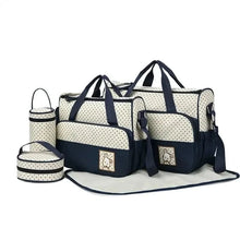 WOW GOODS !! Baby & Child DEEP BLUE 5pcs/set Baby Diaper Bag Multifunctional Portable Travel Nappy Feeding Bottle Organizer Bags Large Capacity Mummy Shoulder Bag