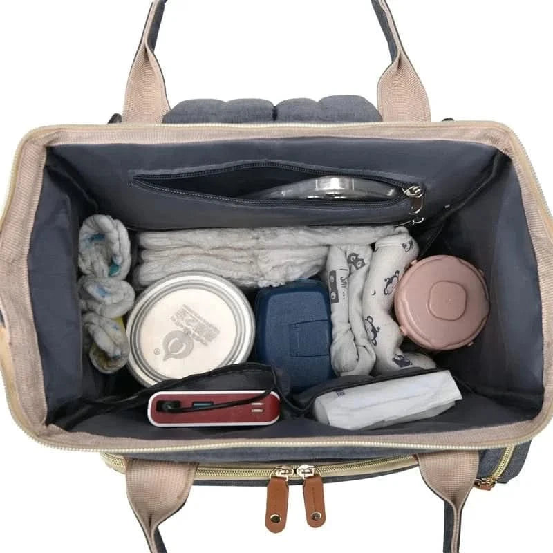 WOW GOODS !! Foldable Bed Diaper Bag Mommy Bag Large Capacity Pacifier Baby Backpack with Insulated Bottle Bag Baby Stroller Hanging Bag