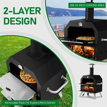 Outdoor Pizza Oven Wood Fired 2-Layer Pizza Ovens Outside Pizza Maker with Stone, Removable Cooking Rack for Camping Backyard