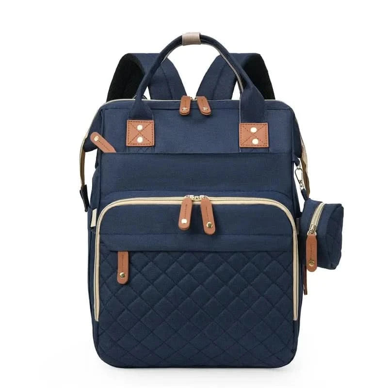 WOW GOODS !! Blue Foldable Bed Diaper Bag Mommy Bag Large Capacity Pacifier Baby Backpack with Insulated Bottle Bag Baby Stroller Hanging Bag
