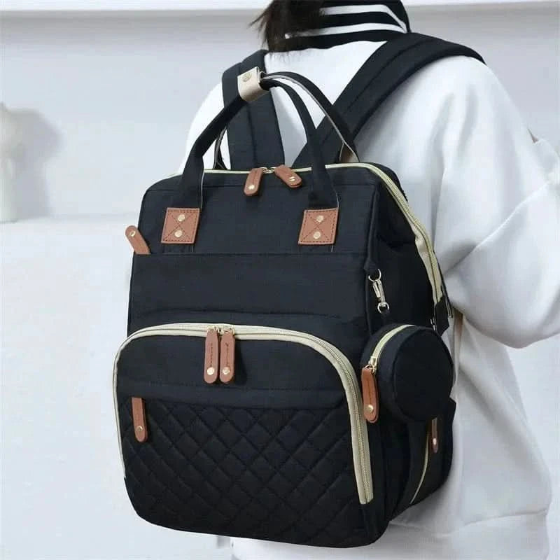 WOW GOODS !! Foldable Bed Diaper Bag Mommy Bag Large Capacity Pacifier Baby Backpack with Insulated Bottle Bag Baby Stroller Hanging Bag