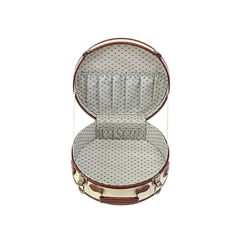 Vintage British Leather Suitcase, Retro Trolley Luggage with Antique Brass Hardware & Silent Wheels, Cabin Approved Carry-on Bag