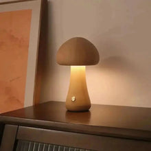 WOW GOODS !! Adorable, Warm, and Cozy Wooden Mushroom LED Night Light for Bedroom and Children's Room Lovely Bedside Table Lamp with Touch Sw