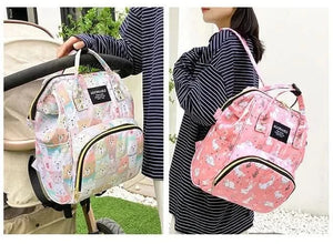 WOW GOODS !! Diaper Bag 25*38CM Baby Diaper Bag Cartoon Print Handbag Waterproof Reusable Diaper Bag Outdoor Travel Stroller Carrying Bag Storage