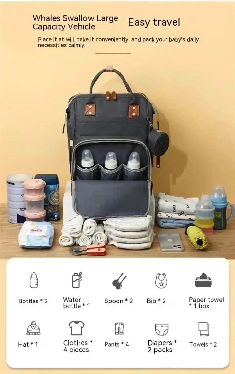 WOW GOODS !! Baby & Child Baby diaper backpack toddler diaper backpack with diaper changing pad mom and dad travel large capacity backpack baby bag