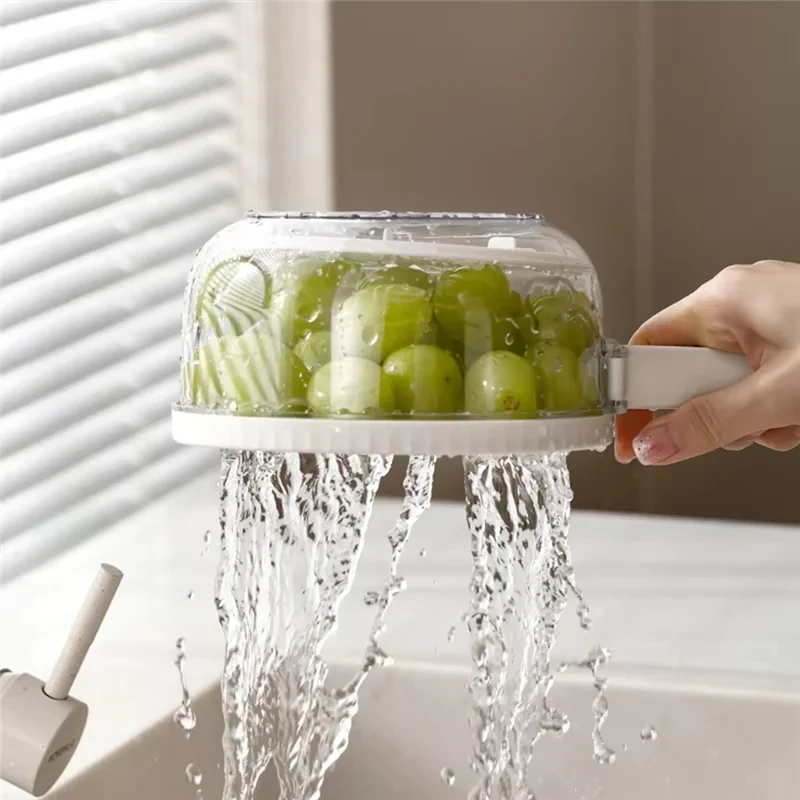 Multifunctional Folding Drain Basket,Fruit & Vegetable Washing Bowl, Plastic Colander With Water-Filtering Basin