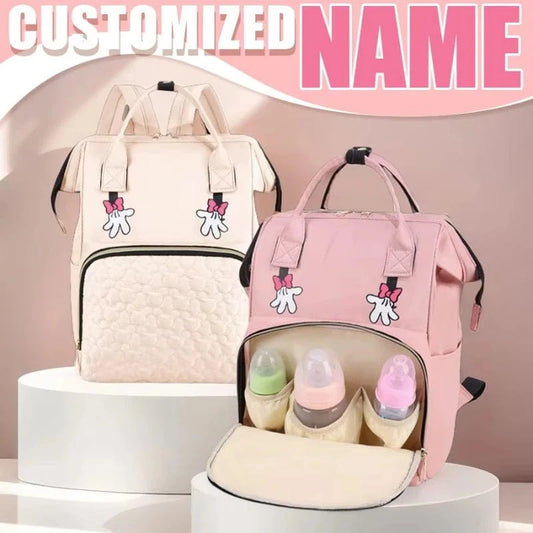 WOW GOODS !! Baby & Child Personalized Name Mommy Bag Multi-functional Double Shoulder Storage Diaper Backpack for Outdoor Traveling Mom Gift