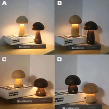 WOW GOODS !! Adorable, Warm, and Cozy Wooden Mushroom LED Night Light for Bedroom and Children's Room Lovely Bedside Table Lamp with Touch Sw