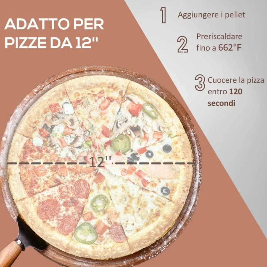 Outdoor Pizza Oven with 12 Stone Peel and Cover Portable Pellet Wood Fired Pizza Maker with Foldable Legs Stainless Steel Pizz