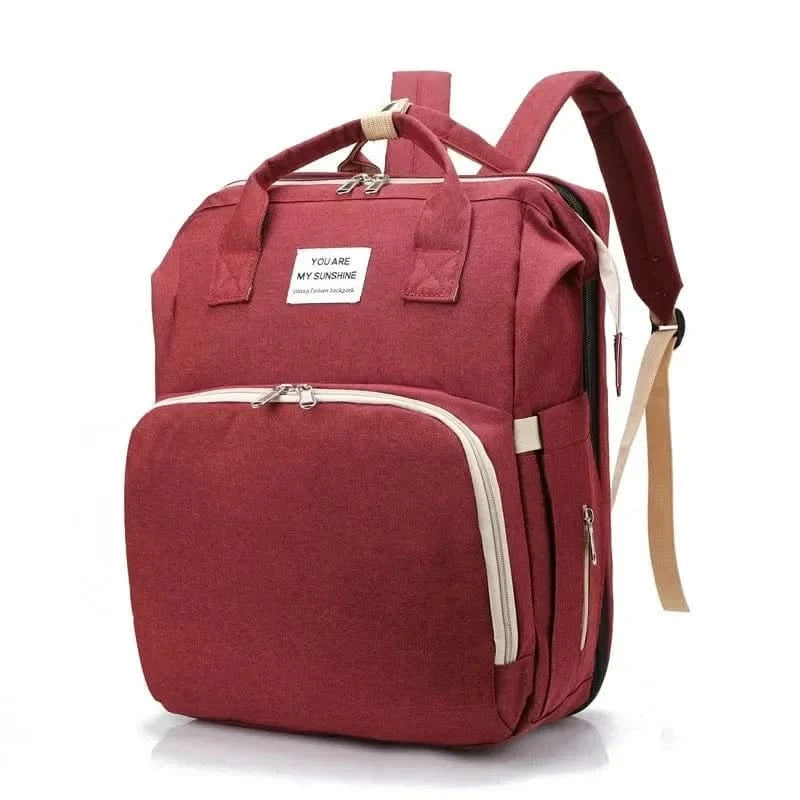 WOW GOODS !! Baby & Child red Foldable Diaper Bag Baby Bed Bags Crib Travel  Backpack with Changing Station Insulated Pocket Large Capacity