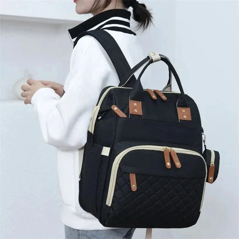 WOW GOODS !! Foldable Bed Diaper Bag Mommy Bag Large Capacity Pacifier Baby Backpack with Insulated Bottle Bag Baby Stroller Hanging Bag