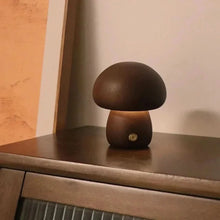 WOW GOODS !! Walnut-B / 3COLOR -Dimmable / CHINA Adorable, Warm, and Cozy Wooden Mushroom LED Night Light for Bedroom and Children's Room Lovely Bedside Table Lamp with Touch Sw