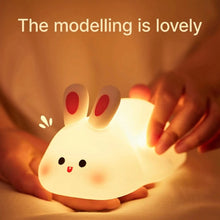 4348 WC VIP Baby & Child Rabbit Cute Animal Night Light, LED Squishy Novelty Lamp, 3 Level Dimmable Nursery Nightlight, Rechargeable Touch Lamp for Kids