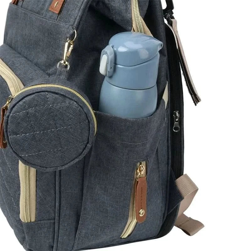 WOW GOODS !! Foldable Bed Diaper Bag Mommy Bag Large Capacity Pacifier Baby Backpack with Insulated Bottle Bag Baby Stroller Hanging Bag