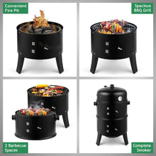 BBQ Charcoal Grill Outdoor Barbecue Pit Smoker with 3 Levels Patio Backyard Black