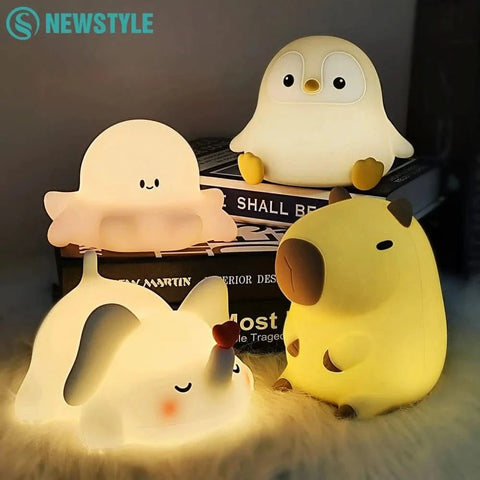 WOW GOODS !! Baby & Child Cute Penguin Night Light for Kids Bedroom Rechargeable Animal Silicone Nursery Night Lamp Touch Control Nightlight for Baby Gift