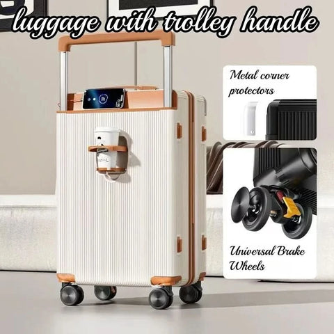 2025 New Luggage, Wide Trolley Bar, Shock Absorption Brake, Large Capacity Suitcase, 20 Inch Boarding Box Password Box