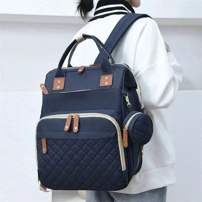 WOW GOODS !! Foldable Bed Diaper Bag Mommy Bag Large Capacity Pacifier Baby Backpack with Insulated Bottle Bag Baby Stroller Hanging Bag