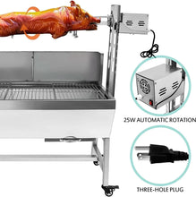 132LBS Stainless Steel Rotisserie Grill with Back Cover Guard, 25W Motor Small Pig Lamb 37 Inch BBQ Charcoal Rotisserie Roaster