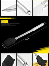 9pcs Portable BBQ tool Kit Outdoor Grill barbecue set Barbecue Set Spatula Clip Skewer With Storage Cloth Bag Grilling Tools