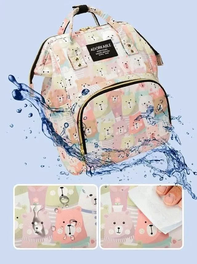 WOW GOODS !! Diaper Bag 25*38CM Baby Diaper Bag Cartoon Print Handbag Waterproof Reusable Diaper Bag Outdoor Travel Stroller Carrying Bag Storage