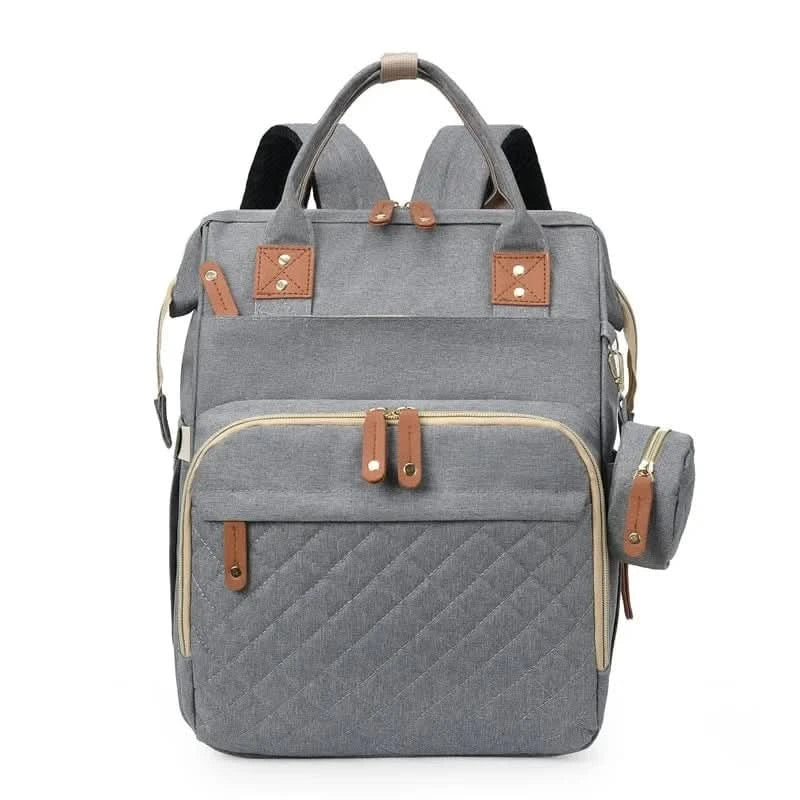 WOW GOODS !! GRAY Foldable Bed Diaper Bag Mommy Bag Large Capacity Pacifier Baby Backpack with Insulated Bottle Bag Baby Stroller Hanging Bag