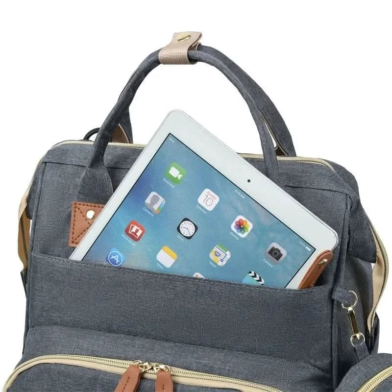 WOW GOODS !! Foldable Bed Diaper Bag Mommy Bag Large Capacity Pacifier Baby Backpack with Insulated Bottle Bag Baby Stroller Hanging Bag