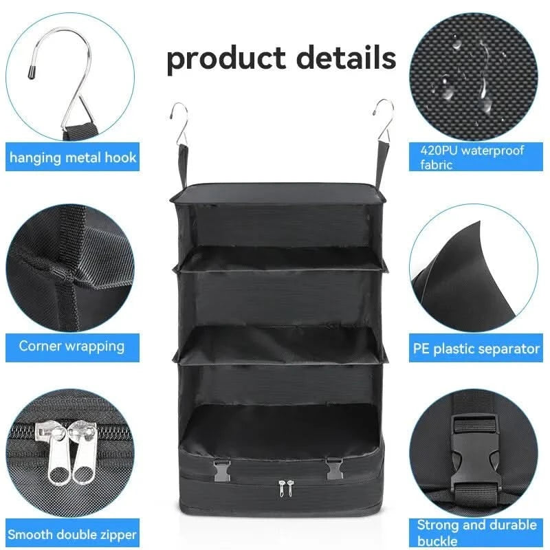1 Set Housewares Luggage Travel Organizer Travel Essentials Hanging Packing Cubes Hanging Shelves Laundry Storage Compartment