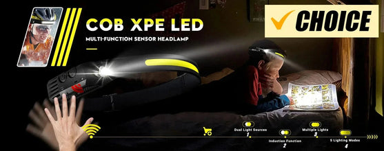 x Ultra-Bright USB Rechargeable LED Headlamp – Motion Sensor