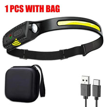 x 1Pcs with bag Ultra-Bright USB Rechargeable LED Headlamp – Motion Sensor