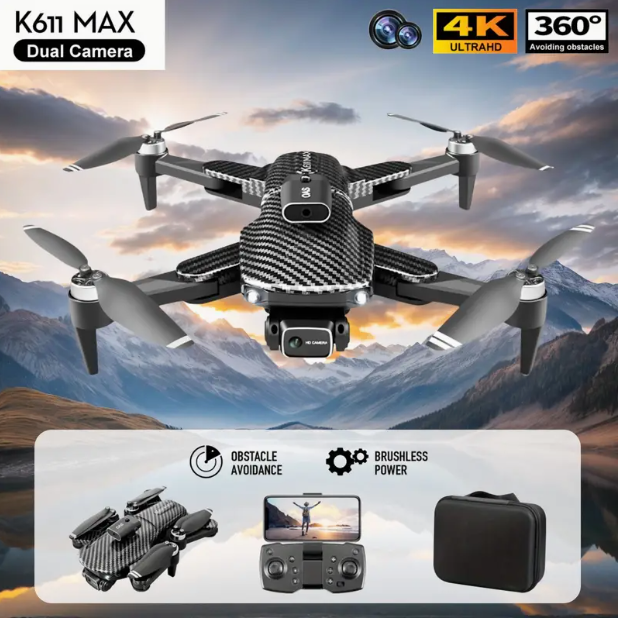 Professional-Grade Aerial Photography Drone with 4K Camera, 360° Tumbling, App-Controlled Tracking, Optical Flow Positioning, Intelligent Obstacle Avoidance, Brushless Motor, Elegant Carbon Fiber Exterior, FPV Quadcopter —