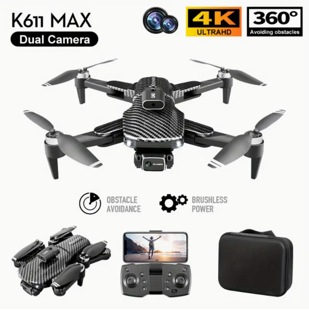 Professional-Grade Aerial Photography Drone with 4K Camera, 360° Tumbling, App-Controlled Tracking, Optical Flow Positioning, Intelligent Obstacle Avoidance, Brushless Motor, Elegant Carbon Fiber Exterior, FPV Quadcopter —