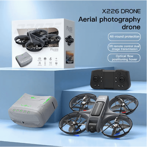 Latest VR Drone — FPV First-Person View with Head-Mounted VR Glasses, Dual HD Cameras, Brushless Motors, Optical Flow, One-Key Takeoff/Landing, 15‑Min Flight, LED Lighting, Mini Drone Toy