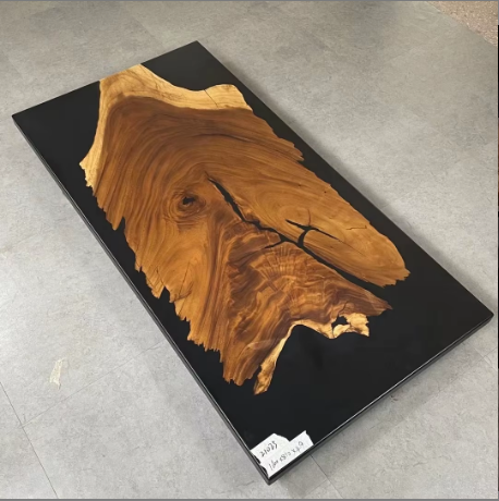 Live-Edge Solid Acacia Dining Table with Powder‑Coated Steel Base