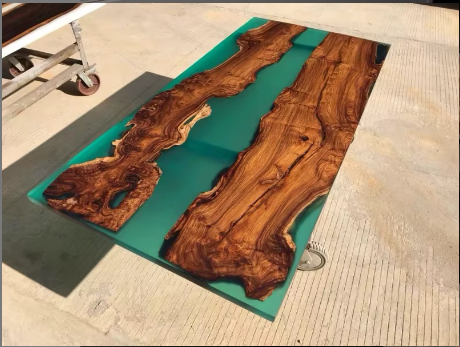 Live-Edge Solid Acacia Dining Table with Powder‑Coated Steel Base