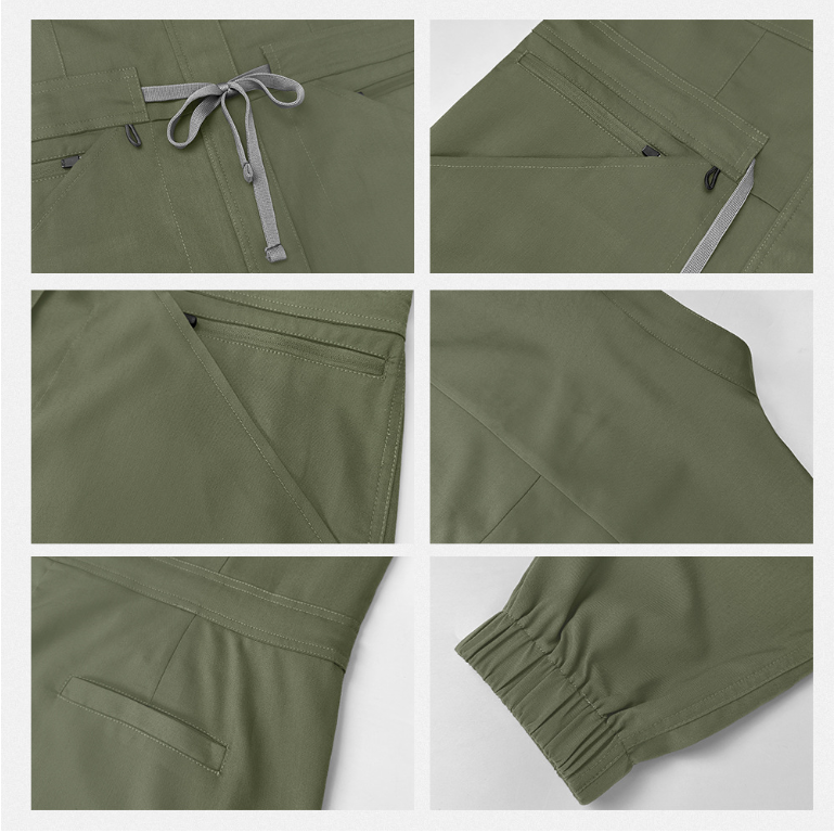 High-End Conjoined Medical Scrub Jumpsuit with Stand Collar & Zipper