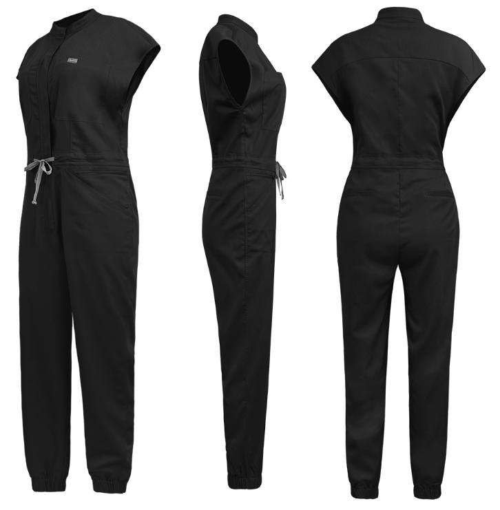 High-End Conjoined Medical Scrub Jumpsuit with Stand Collar & Zipper