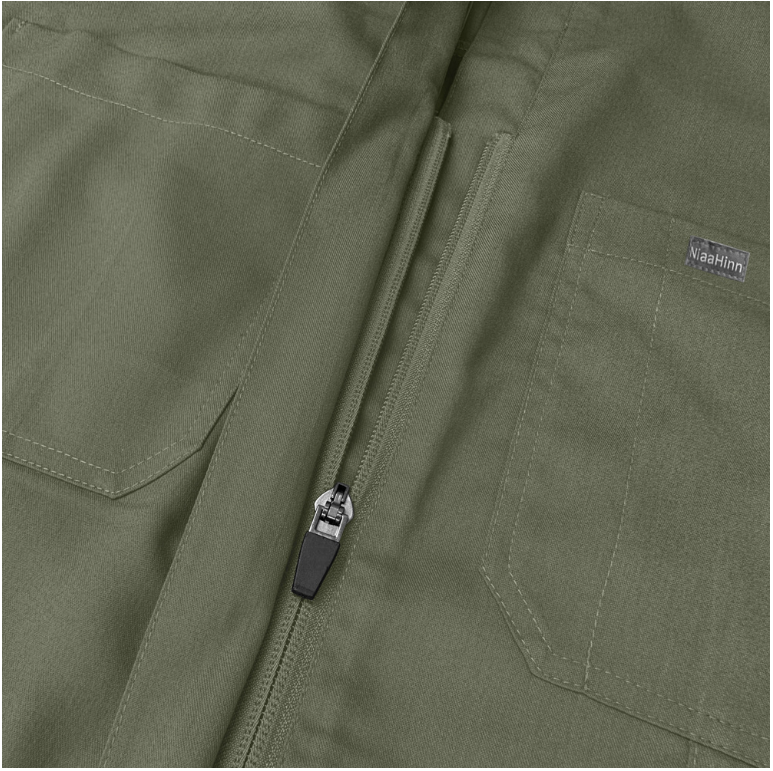 High-End Conjoined Medical Scrub Jumpsuit with Stand Collar & Zipper