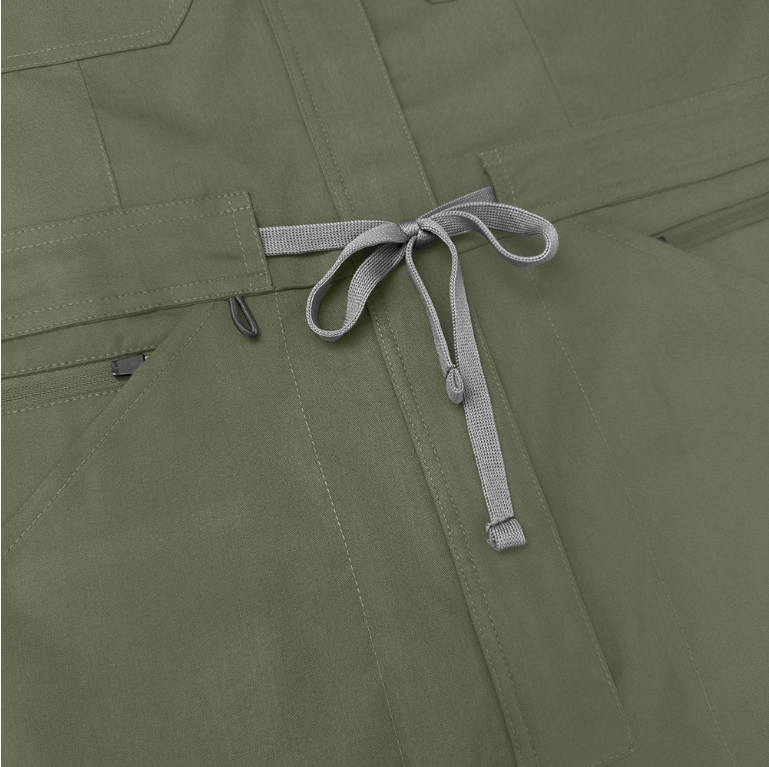 High-End Conjoined Medical Scrub Jumpsuit with Stand Collar & Zipper