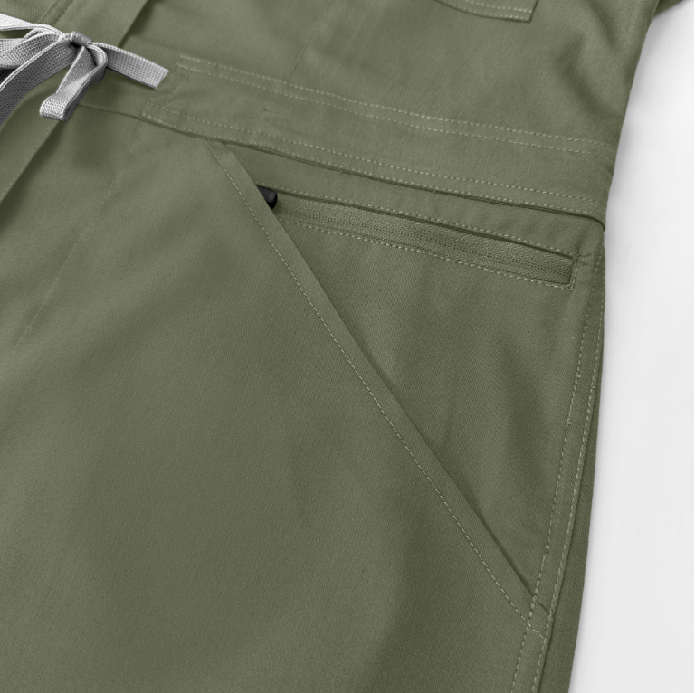 High-End Conjoined Medical Scrub Jumpsuit with Stand Collar & Zipper