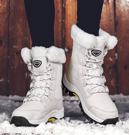 Winter Snow Boots – Women’s Outdoor Travel Waterproof Non-Slip High-Top Cotton Boots