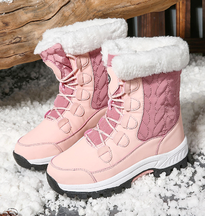 Winter Snow Boots – Women’s Outdoor Travel Waterproof Non-Slip High-Top Cotton Boots