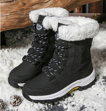 Winter Snow Boots – Women’s Outdoor Travel Waterproof Non-Slip High-Top Cotton Boots