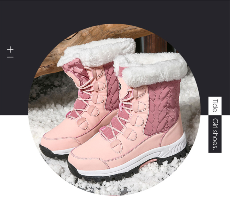 Winter Snow Boots – Women’s Outdoor Travel Waterproof Non-Slip High-Top Cotton Boots