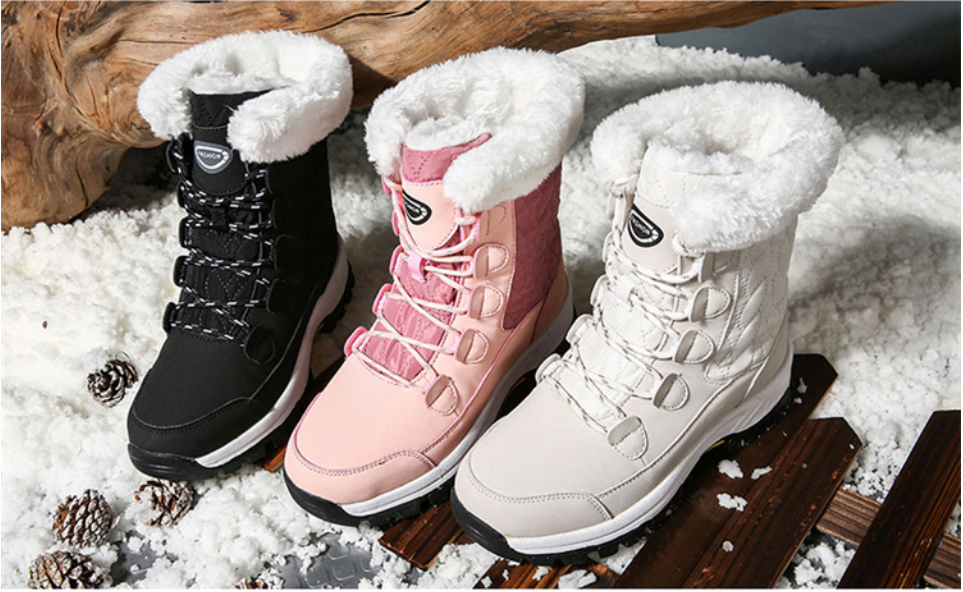 Winter Snow Boots – Women’s Outdoor Travel Waterproof Non-Slip High-Top Cotton Boots