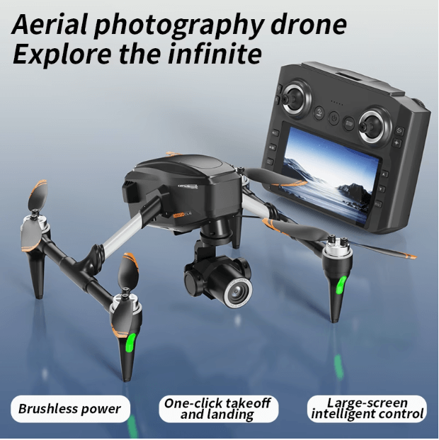 4K HD FPV Drone w/ 4.5” Screen Remote, Digital Transmission, Brushless Motors + 3 Batteries